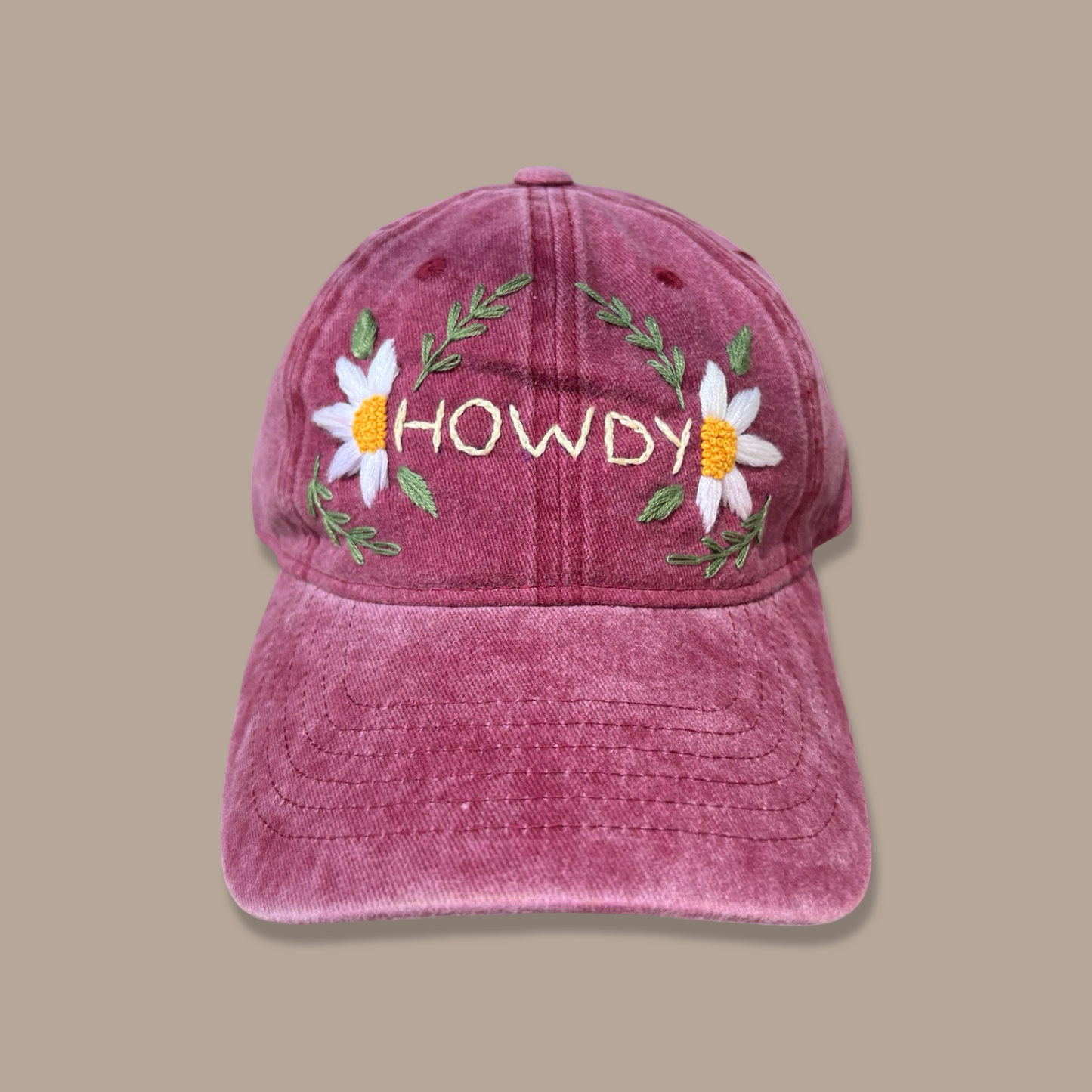 Embroidered Cap “Howdy” - Burgundy
