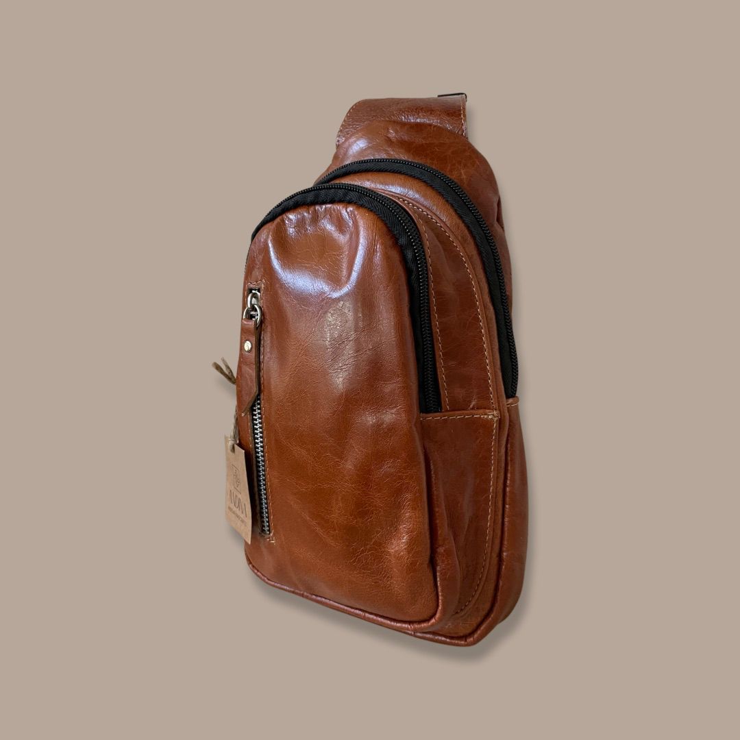 Leather Sling Bag - Brown