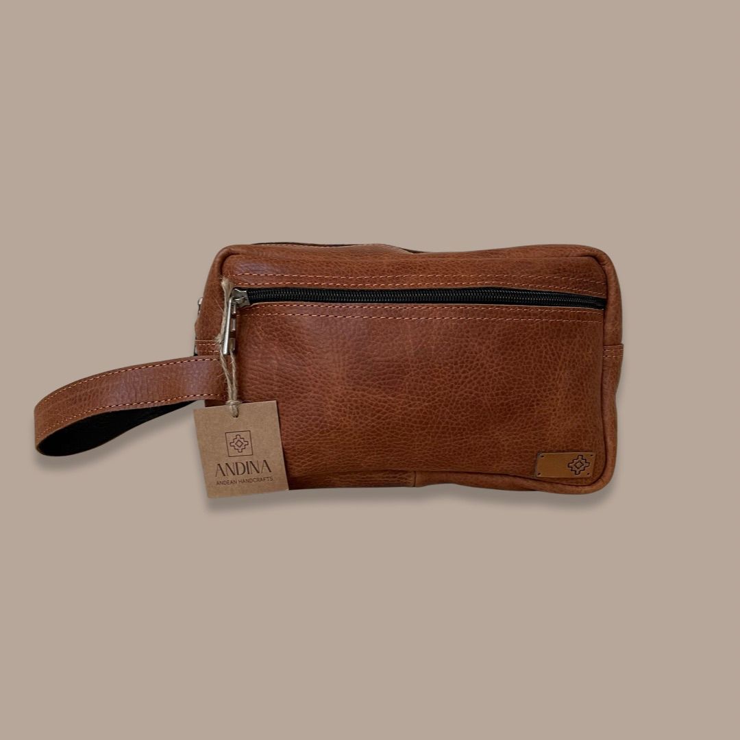 Leather Toiletry Bag - Tan