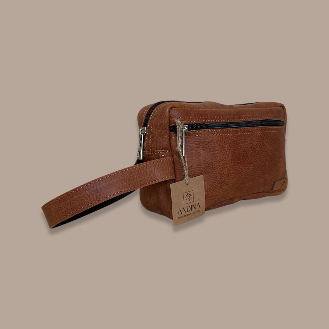 Leather Toiletry Bag - Tan