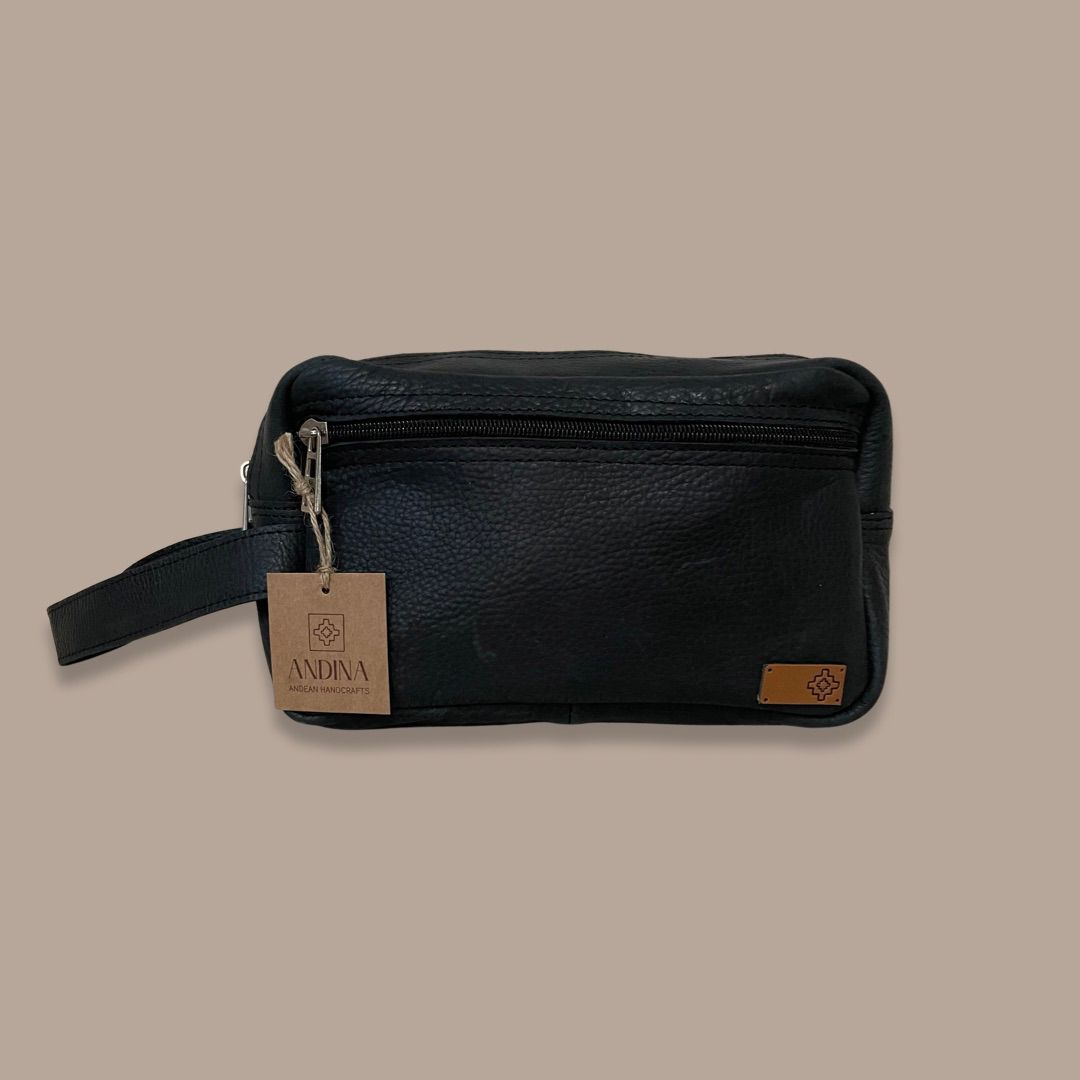 Leather Toiletry Bag - Black