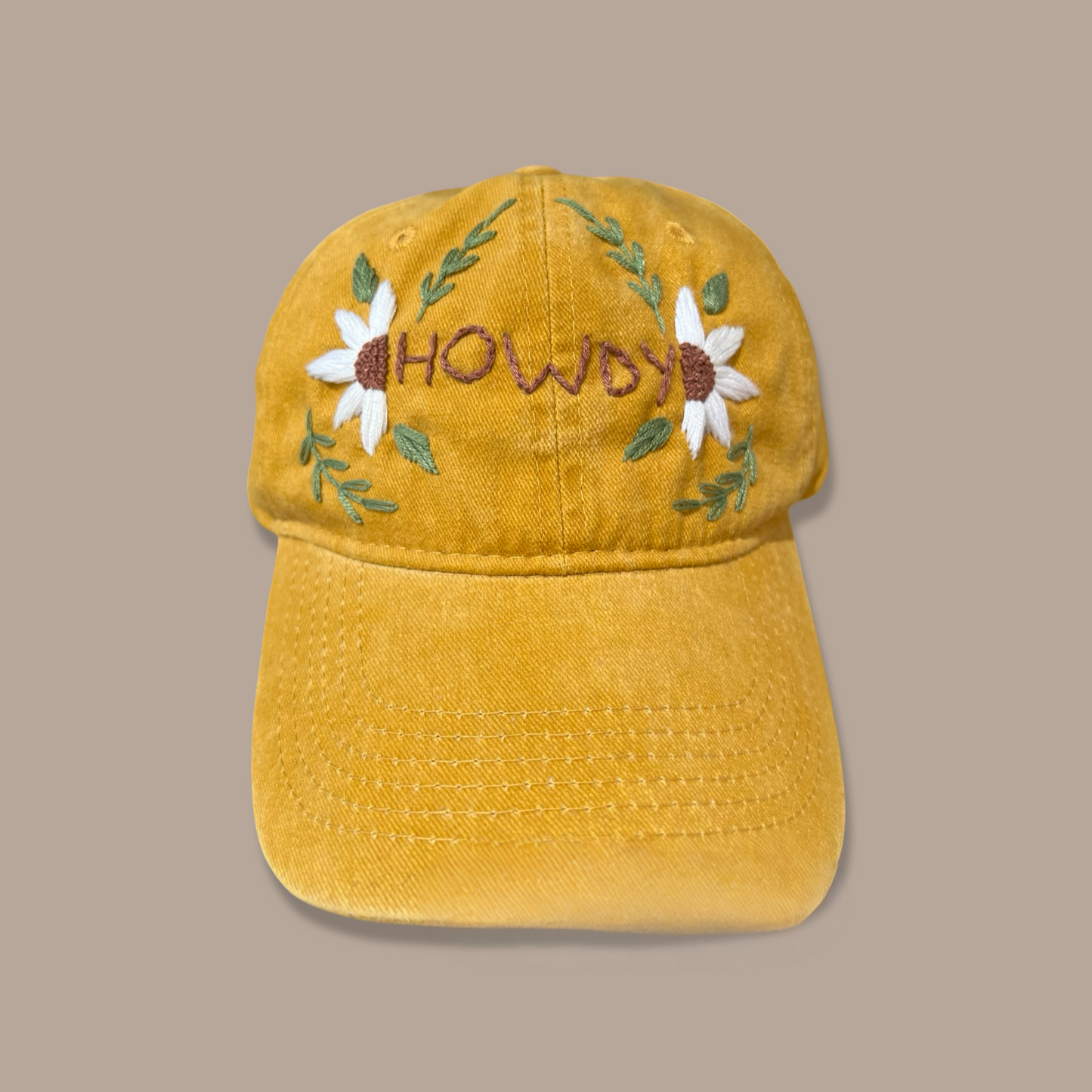 Embroidered Cap “Howdy” - Mustard