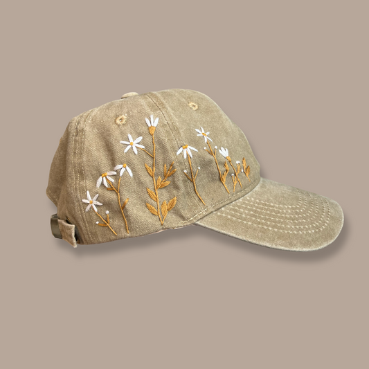 Embroidered Cap - Beige