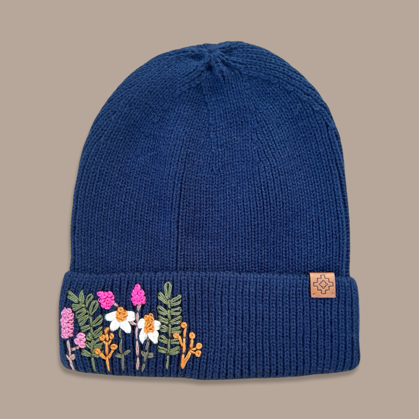 Embroidered Wool Beanie - Blue Steel