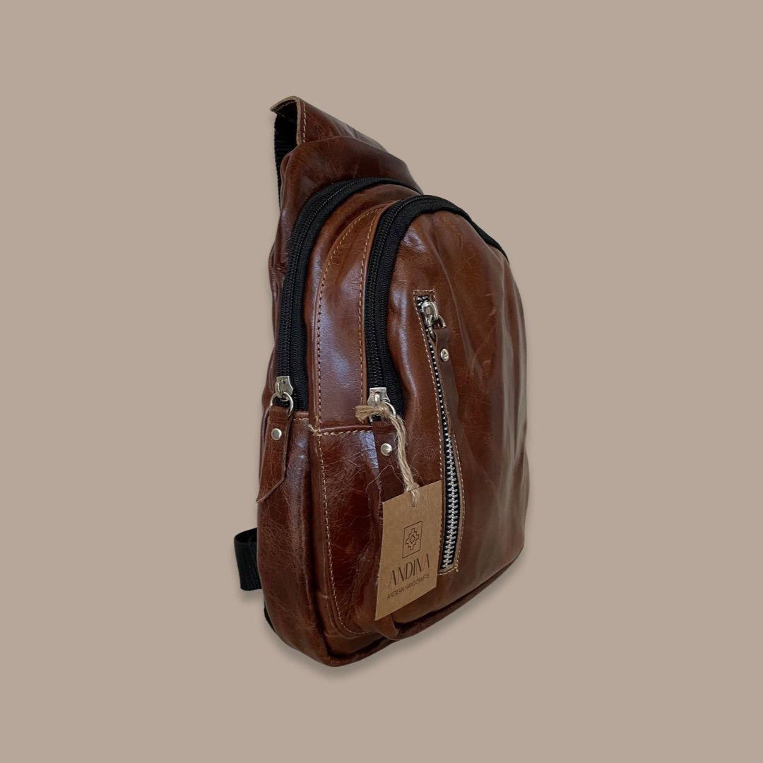 Leather Sling Bag - Dark Brown