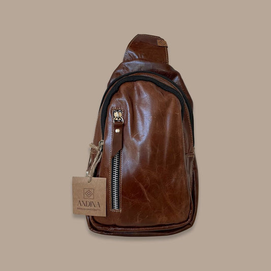 Leather Sling Bag - Dark Brown