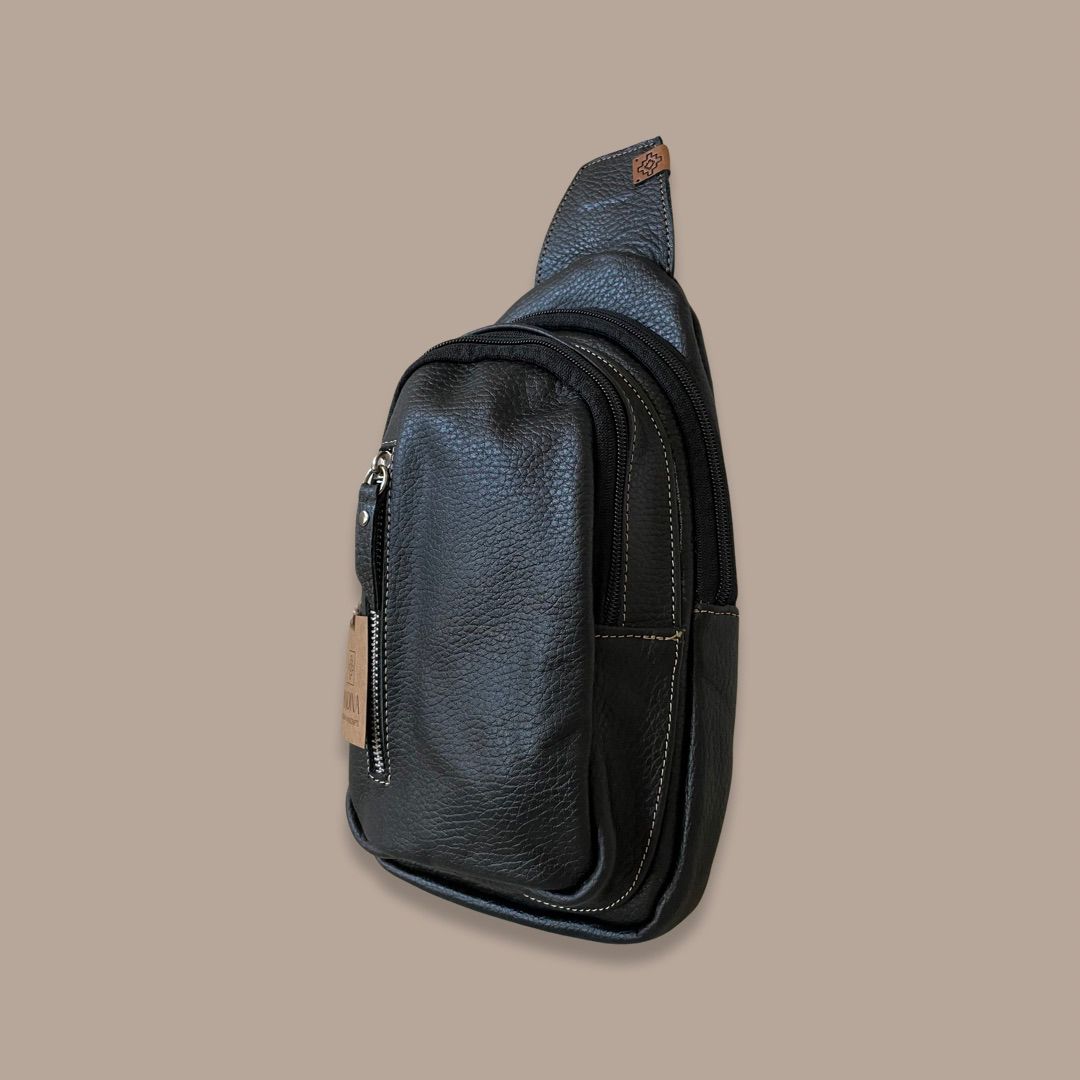 Leather Sling Bag - Black