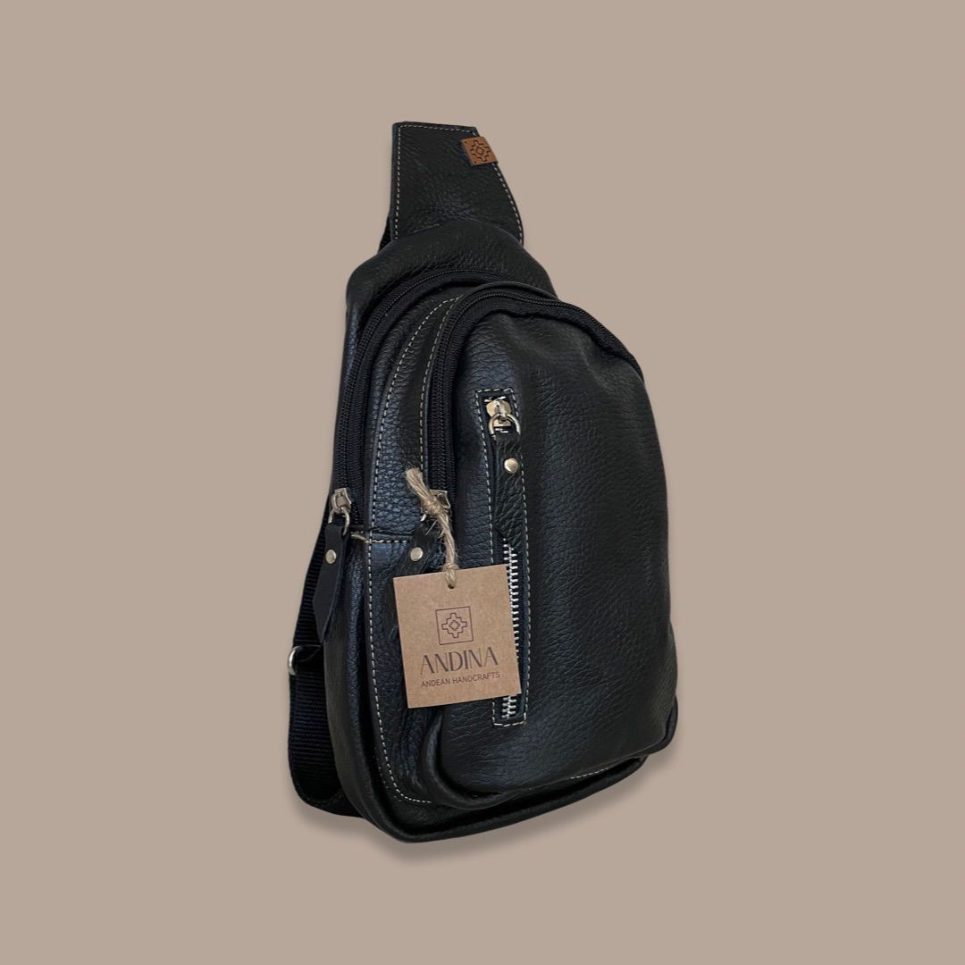 Leather Sling Bag - Black