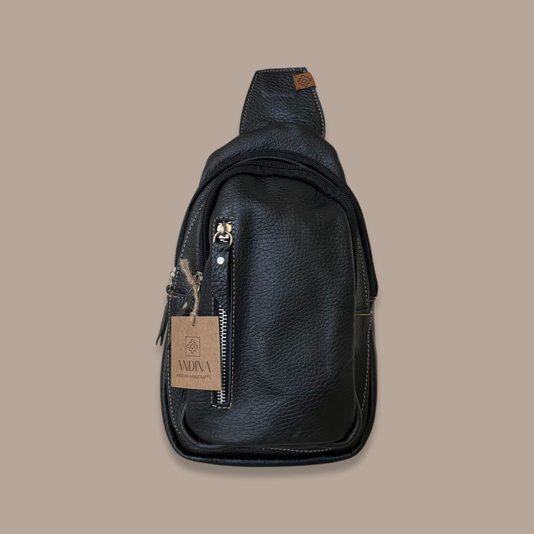 Leather Sling Bag - Black