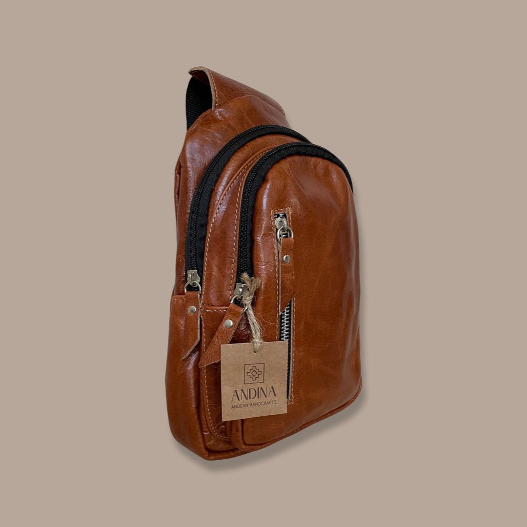 Leather Sling Bag - Brown