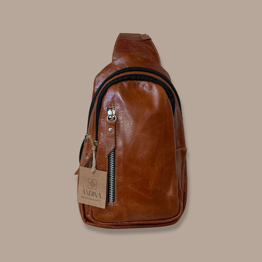 Leather Sling Bag - Brown