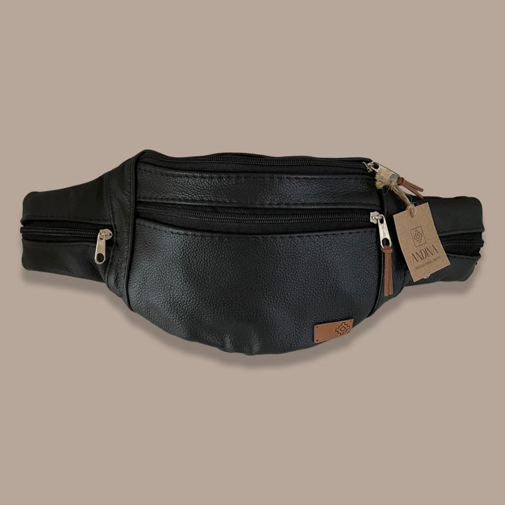 Leather Belt Bag - Black