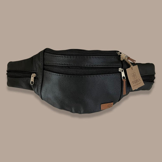 Leather Belt Bag - Black