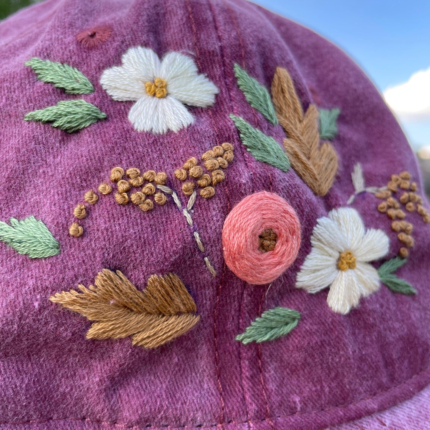 Embroidered Cap - Burgundy